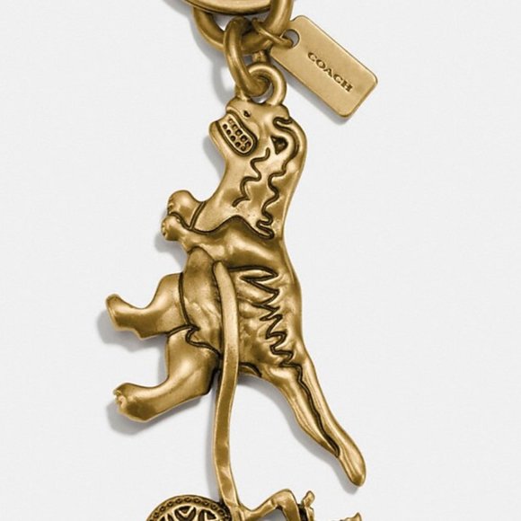 Rare Large Metal Coach Rexy Carriage Golden Dinosaur Rare Purse Bag Charm - Picture 3 of 16